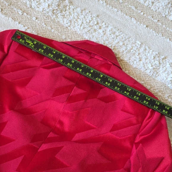 Cynthia Rowley 90s Y2K Red Long Line Blazer Trench Coat Sz 4 - Picture 12 of 14